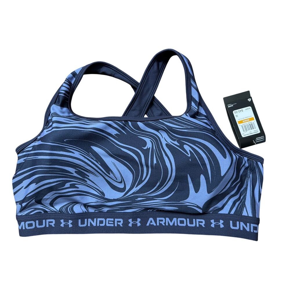 Under Armour Women's Plus Size Mid Crossback Print Sports Bra Purple Size 3X New